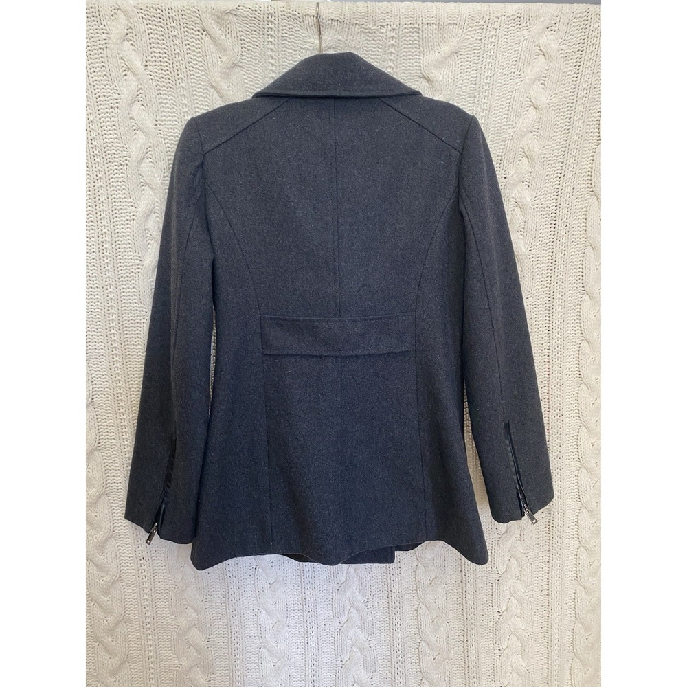 Black Rivet Wool‎ Blend Black Double Breasted Zip Pockets Peacoat Women M - Picture 4 of 12
